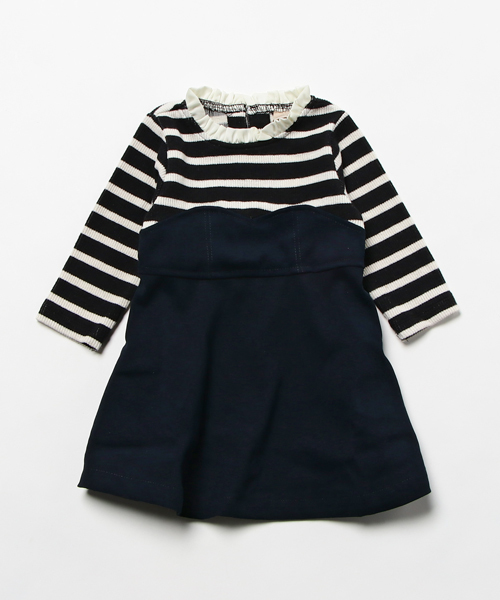 Petit Main プティマイン の 衿フリル ビスチェドッキングワンピース ワンピース Wear