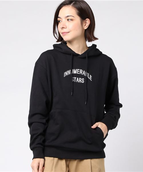 WEGO（ウィゴー）の「WEGO/メタリックロゴプリントパーカー（パーカー・レディース・ブラック/ホワイト・MEDIUM/SMALL）」の9枚目の写真