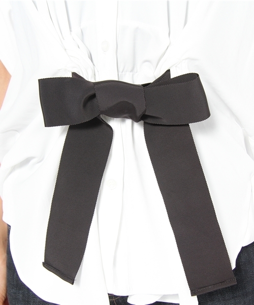 SOFFITTO（ソフィット）の「Soffitto /  P.デシン　イカ衿リボン付シャツ（シャツ/ブラウス・レディース・オフホワイト/ブラック/ベージュ・FREE）」の9枚目の写真