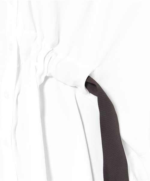 SOFFITTO（ソフィット）の「Soffitto /  P.デシン　イカ衿リボン付シャツ（シャツ/ブラウス・レディース・オフホワイト/ブラック/ベージュ・FREE）」の6枚目の写真