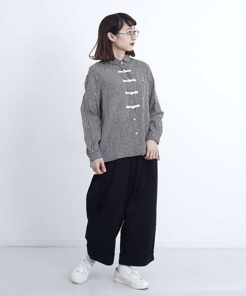 MERLOT（メルロー）の「ギンガムチェック柄チャイナボタン丸襟