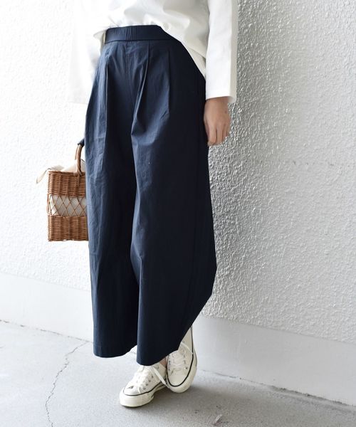 SHIPS Days（シップスデイズ）の「SHIPS Days STANDARD: コットン ストレッチ ワイドパンツ◇（その他パンツ・レディース・ベージュ/オリーブ/ネイビー・ONE SIZE）」の2枚目の写真