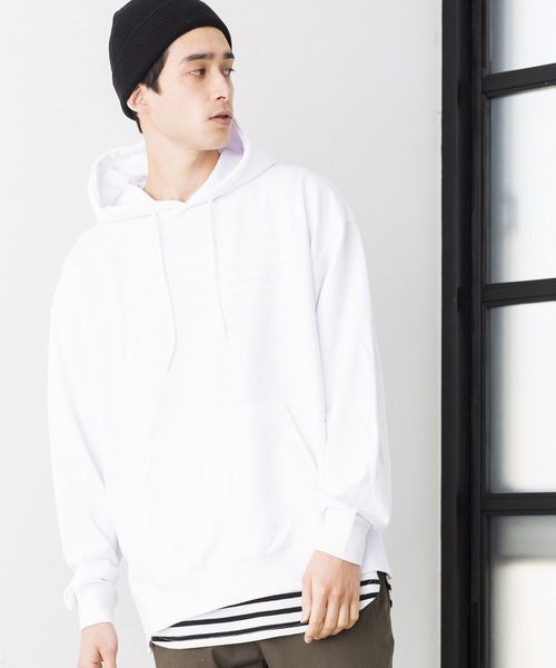 WEGO(ウィゴー)の「WEGO/ビッグシルエットカラーパーカー(パーカー・メンズ・イエロー/オレンジ/レッド/ピンク/ブラック/ベージュ/ホワイト/杢グレー/ロイヤルブルー/ライトパープル/ピンク系その他/グリーン系その他・MEDIUM/SMALL/LARGE)」の2枚目の写真