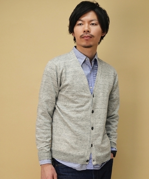 SHIPS（シップス）の「SC: フランダースリネン Vネック/カーディガン■（カーディガン/ボレロ・メンズ・グレー/グリーン/ネイビー/ライトブルー/イエロー/レッド・SMALL/MEDIUM/LARGE/X-LARGE）」の2枚目の写真