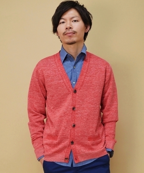 SHIPS（シップス）の「SC: フランダースリネン Vネック/カーディガン■（カーディガン/ボレロ・メンズ・グレー/グリーン/ネイビー/ライトブルー/イエロー/レッド・SMALL/MEDIUM/LARGE/X-LARGE）」の6枚目の写真