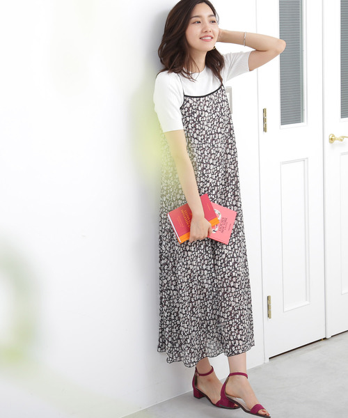 N N Natural Beauty Basic エヌエヌナチュラルビューティーベーシック の フラワープリントプリーツマキシワンピース ワンピース Wear