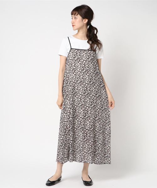 N.（N. Natural Beauty Basic）（エヌエヌナチュラルビューティーベーシック）の「フラワープリントプリーツマキシワンピース（ワンピース・レディース・ブラック/グリーン系その他・MEDIUM）」の6枚目の写真