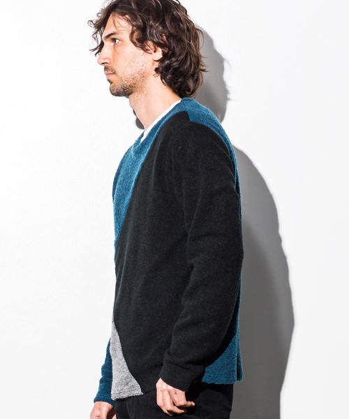 AZ by junhashimoto(エーゼイ バイ ジュンハシモト)の「AZ by junhashimoto(エーゼイ バイ ジュンハシモト)Tシャツ付ブロッキングカラーニット(ニット/セーター・メンズ・ブラック/ベージュ/グリーン・SMALL/MEDIUM/LARGE/X-LARGE)」の5枚目の写真