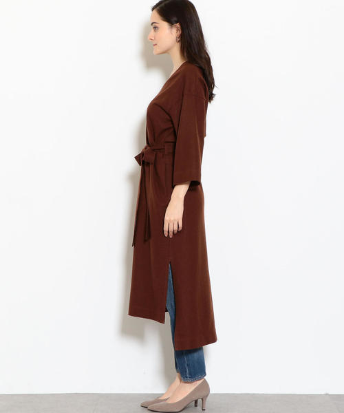 green label relaxing（グリーンレーベルリラクシング）の「KFC  アッシュクW ベルテッド Vネック ワンピース（ワンピース・レディース・ブラウン/ブラック・FREE）」の13枚目の写真