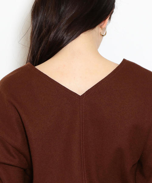 green label relaxing（グリーンレーベルリラクシング）の「KFC  アッシュクW ベルテッド Vネック ワンピース（ワンピース・レディース・ブラウン/ブラック・FREE）」の10枚目の写真