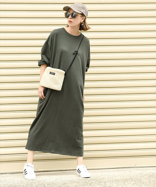 coca(coca)(コカ)の「ポケット付きスウェットワンピース(ワンピース・レディース・カーキ/ネイビー/ピンク/ブラック/ホワイト/マスタード/ブラウン/パープル・ONE SIZE)」の20枚目の写真