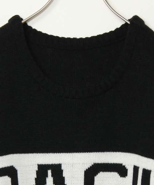 VENCEEXCHANGE（ヴァンスエクスチェンジ）の「アクリルジャガードラインロゴプルオーバー（ニット/セーター・メンズ・ブラック/ホワイト・MEDIUM/LARGE/M/L）」の4枚目の写真