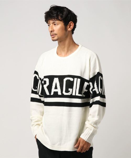 VENCEEXCHANGE（ヴァンスエクスチェンジ）の「アクリルジャガードラインロゴプルオーバー（ニット/セーター・メンズ・ブラック/ホワイト・MEDIUM/LARGE/M/L）」の11枚目の写真