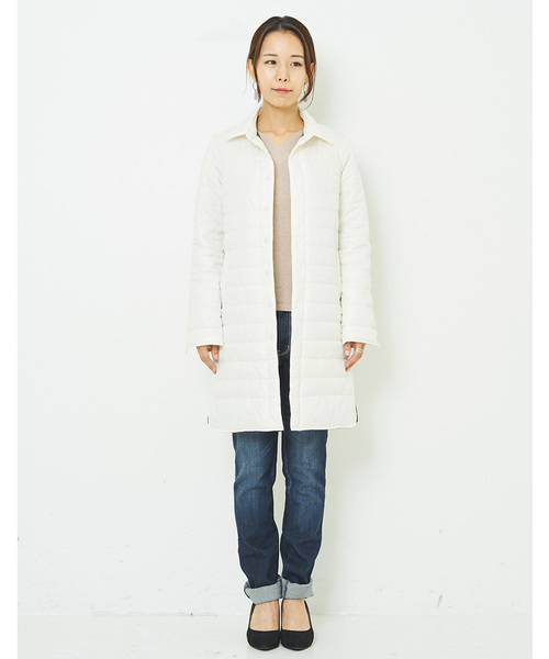 IEDIT(イディット)の「THREE FIFTY STANDARD軽くてあたたかい中わた入りキルトロングシャツ/キルティングコート(その他アウター・レディース・チャコールグレー/アイボリー・SMALL/MEDIUM/LARGE/X-LARGE)」の6枚目の写真
