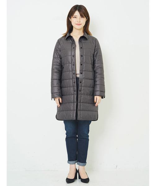 IEDIT(イディット)の「THREE FIFTY STANDARD軽くてあたたかい中わた入りキルトロングシャツ/キルティングコート(その他アウター・レディース・チャコールグレー/アイボリー・SMALL/MEDIUM/LARGE/X-LARGE)」の12枚目の写真