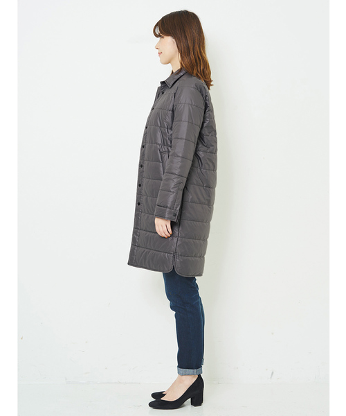 IEDIT(イディット)の「THREE FIFTY STANDARD軽くてあたたかい中わた入りキルトロングシャツ/キルティングコート(その他アウター・レディース・チャコールグレー/アイボリー・SMALL/MEDIUM/LARGE/X-LARGE)」の13枚目の写真
