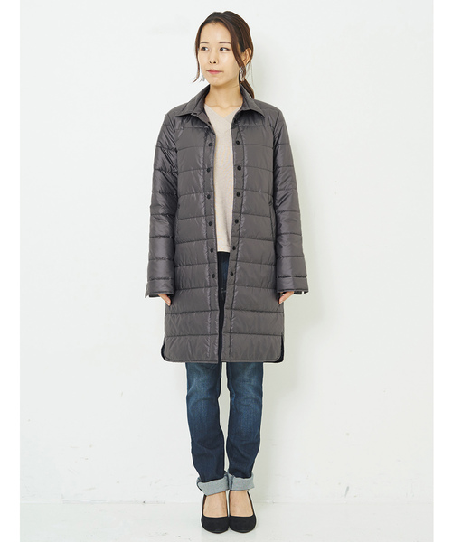 IEDIT(イディット)の「THREE FIFTY STANDARD軽くてあたたかい中わた入りキルトロングシャツ/キルティングコート(その他アウター・レディース・チャコールグレー/アイボリー・SMALL/MEDIUM/LARGE/X-LARGE)」の15枚目の写真