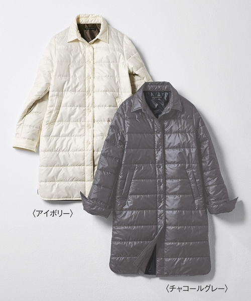 IEDIT(イディット)の「THREE FIFTY STANDARD軽くてあたたかい中わた入りキルトロングシャツ/キルティングコート(その他アウター・レディース・チャコールグレー/アイボリー・SMALL/MEDIUM/LARGE/X-LARGE)」の22枚目の写真