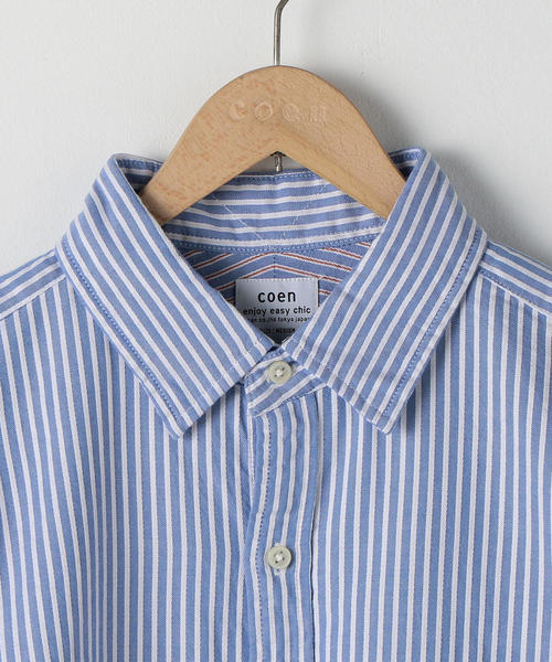 coen（コーエン）の「オックスフォードドビーストライプレギュラーカラーシャツ（シャツ/ブラウス・メンズ・パープル/ワインレッド/ネイビー・X-LARGE/LARGE/MEDIUM/SMALL）」の9枚目の写真