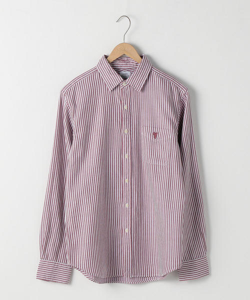 KUON（クオン）　ストライプパッチワーク　レギュラーカラーシャツ KUON（クオン） ストライプパッチワーク レギュラーカラーシャツ