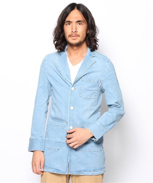 AMERICAN RAG CIEルーズフィットデニムジャケット オールオーパー仏頭ジャカードとカモメ刺繍 ルーズフィット デ