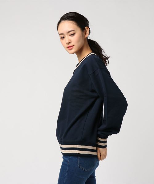 archives(アルシーヴ)の「配色ラインロゴ刺繍プルオーバー(Tシャツ/カットソー・レディース・ベージュ/ネイビー/オフホワイト・MEDIUM)」の5枚目の写真