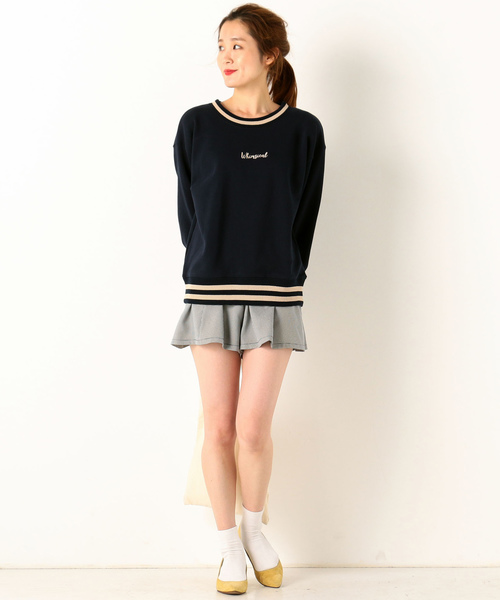 archives(アルシーヴ)の「配色ラインロゴ刺繍プルオーバー(Tシャツ/カットソー・レディース・ベージュ/ネイビー/オフホワイト・MEDIUM)」の3枚目の写真