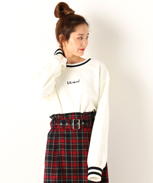archives(アルシーヴ)の「配色ラインロゴ刺繍プルオーバー(Tシャツ/カットソー・レディース・ベージュ/ネイビー/オフホワイト・MEDIUM)」の2枚目の写真