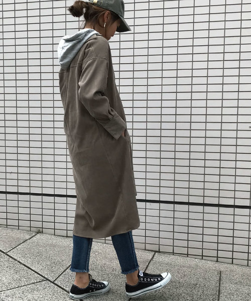 meJane(ミージェーン)の「コーデュロイシャツワンピース(シャツワンピース・レディース・アイボリー/モカ・フリー)」の2枚目の写真