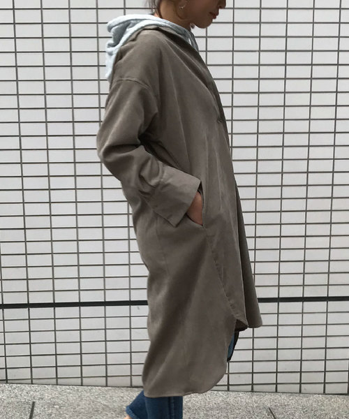 meJane(ミージェーン)の「コーデュロイシャツワンピース(シャツワンピース・レディース・アイボリー/モカ・フリー)」の5枚目の写真