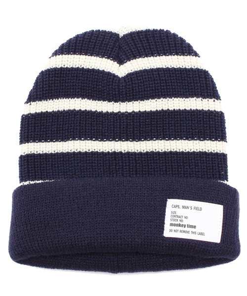 BEAUTY&YOUTH UNITED ARROWS（ビューティーアンドユースユナイテッドアローズ）の「MT ボーダー アゼ ビーニー 14SS◆（ニットキャップ/ビーニー・メンズ・オフホワイト/ブラック/グレー/ネイビー・フリー）」の4枚目の写真