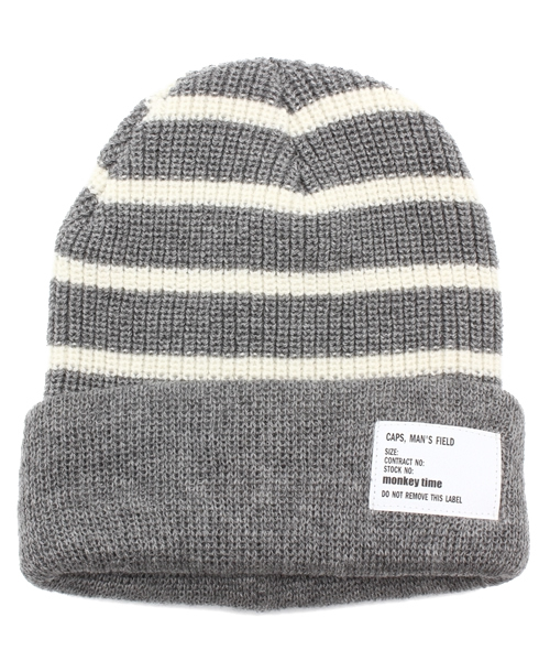 BEAUTY&YOUTH UNITED ARROWS（ビューティーアンドユースユナイテッドアローズ）の「MT ボーダー アゼ ビーニー 14SS◆（ニットキャップ/ビーニー・メンズ・オフホワイト/ブラック/グレー/ネイビー・フリー）」の3枚目の写真