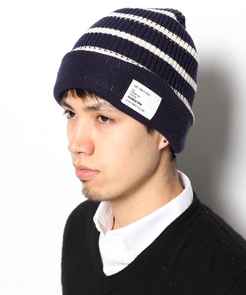 BEAUTY&YOUTH UNITED ARROWS（ビューティーアンドユースユナイテッドアローズ）の「MT ボーダー アゼ ビーニー 14SS◆（ニットキャップ/ビーニー・メンズ・オフホワイト/ブラック/グレー/ネイビー・フリー）」の5枚目の写真