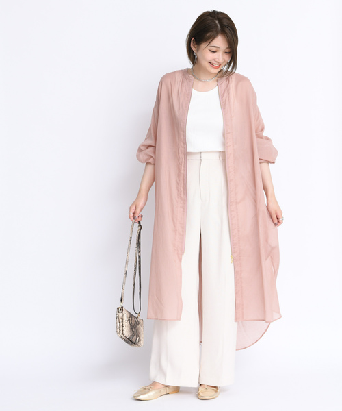 DouDou（ドゥドゥ）の「ボイルシャツコート（シャツ/ブラウス・レディース・ライトグレー/ベージュ/ピンク・FREE）」の3枚目の写真