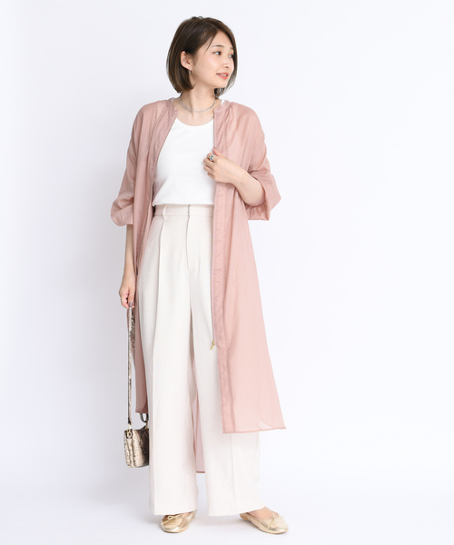 DouDou（ドゥドゥ）の「ボイルシャツコート（シャツ/ブラウス・レディース・ライトグレー/ベージュ/ピンク・FREE）」の6枚目の写真