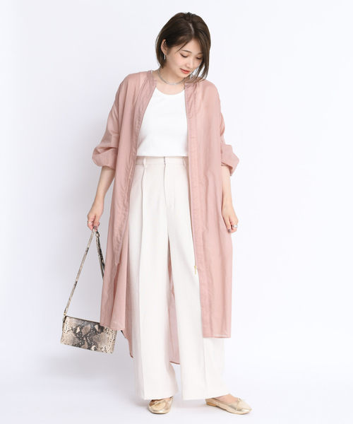 DouDou（ドゥドゥ）の「ボイルシャツコート（シャツ/ブラウス・レディース・ライトグレー/ベージュ/ピンク・FREE）」の8枚目の写真