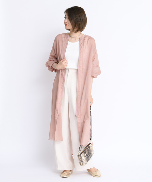 DouDou（ドゥドゥ）の「ボイルシャツコート（シャツ/ブラウス・レディース・ライトグレー/ベージュ/ピンク・FREE）」の9枚目の写真