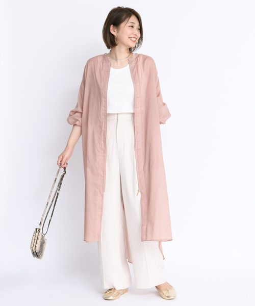 DouDou（ドゥドゥ）の「ボイルシャツコート（シャツ/ブラウス・レディース・ライトグレー/ベージュ/ピンク・FREE）」の12枚目の写真