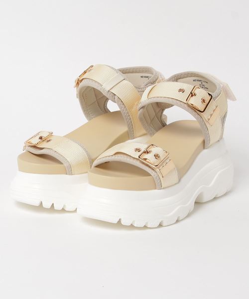 WEGO（ウィゴー）の「WEGO/ハトメベルトスポーツサンダル（サンダル・レディース・ブラック/ベージュ・MEDIUM/LARGE）」の3枚目の写真