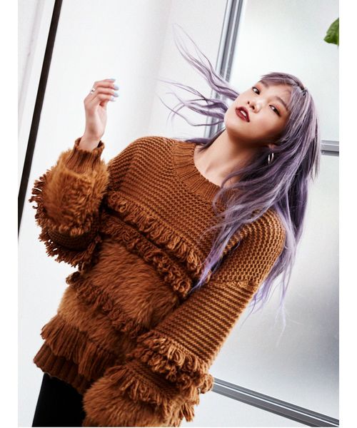 EVRIS(エヴリス)の「ローピングヤーンMIXシャギーニットプルオーバー(ニット/セーター・レディース・ブラック/ベージュ/グリーン・FREE)」の4枚目の写真