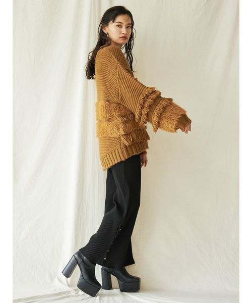 EVRIS(エヴリス)の「ローピングヤーンMIXシャギーニットプルオーバー(ニット/セーター・レディース・ブラック/ベージュ/グリーン・FREE)」の7枚目の写真