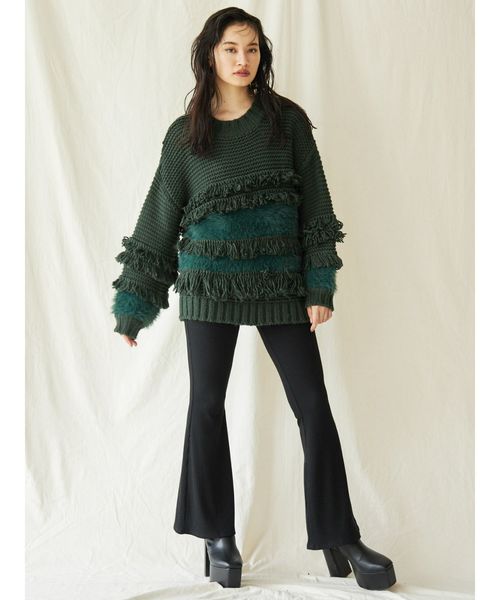 EVRIS(エヴリス)の「ローピングヤーンMIXシャギーニットプルオーバー(ニット/セーター・レディース・ブラック/ベージュ/グリーン・FREE)」の9枚目の写真