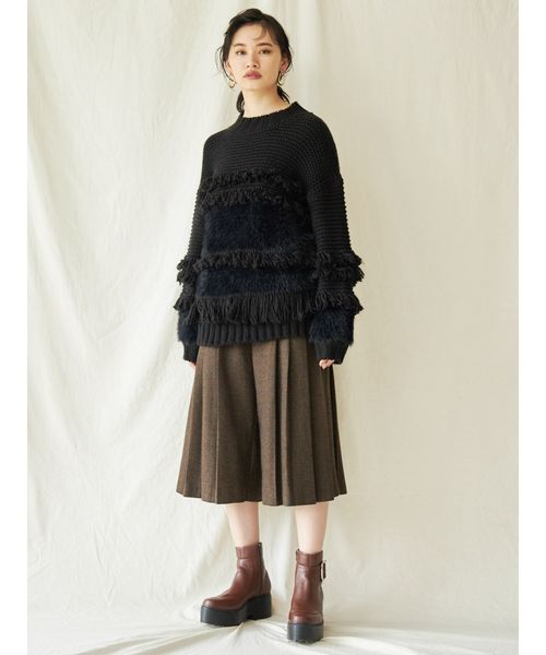 EVRIS(エヴリス)の「ローピングヤーンMIXシャギーニットプルオーバー(ニット/セーター・レディース・ブラック/ベージュ/グリーン・FREE)」の11枚目の写真