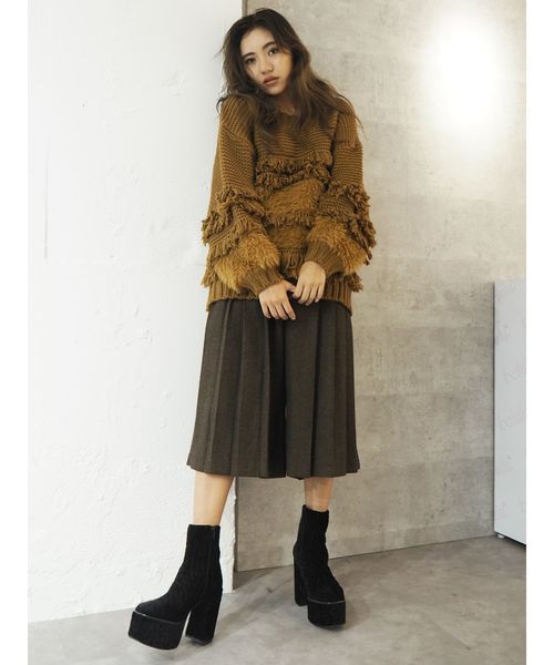 EVRIS(エヴリス)の「ローピングヤーンMIXシャギーニットプルオーバー(ニット/セーター・レディース・ブラック/ベージュ/グリーン・FREE)」の14枚目の写真