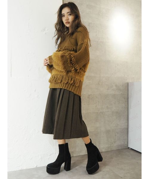 EVRIS(エヴリス)の「ローピングヤーンMIXシャギーニットプルオーバー(ニット/セーター・レディース・ブラック/ベージュ/グリーン・FREE)」の15枚目の写真