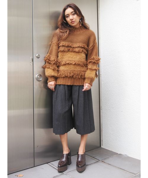 EVRIS(エヴリス)の「ローピングヤーンMIXシャギーニットプルオーバー(ニット/セーター・レディース・ブラック/ベージュ/グリーン・FREE)」の17枚目の写真