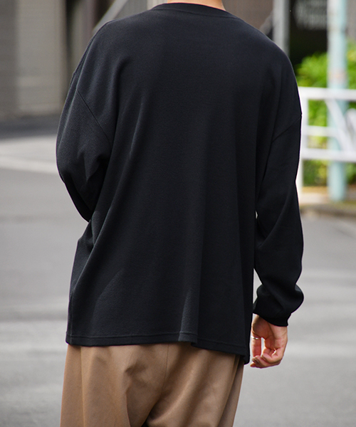 kutir(クティール)の「ワッフルロングTシャツ(Tシャツ/カットソー・メンズ・ホワイト/ブラック・SMALL/MEDIUM/LARGE)」の8枚目の写真
