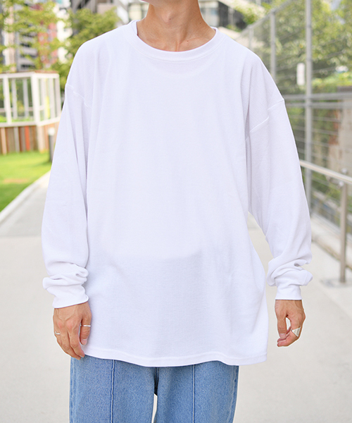 kutir(クティール)の「ワッフルロングTシャツ(Tシャツ/カットソー・メンズ・ホワイト/ブラック・SMALL/MEDIUM/LARGE)」の13枚目の写真