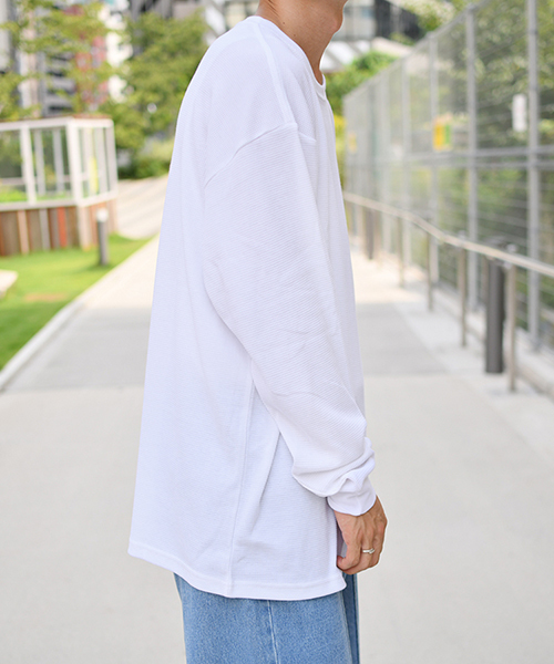 kutir(クティール)の「ワッフルロングTシャツ(Tシャツ/カットソー・メンズ・ホワイト/ブラック・SMALL/MEDIUM/LARGE)」の12枚目の写真
