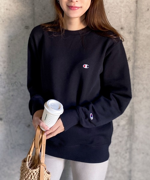 Champion（チャンピオン）の「[Champion]チャンピオンクルーネックスウェットトップス（スウェット・レディース・ホワイト/グレー/ブラック/ネイビー/オリーブ/ベージュ系その他/チャコール/オレンジ/ベージュ/モスグリーン/レンガ・L/M）」の3枚目の写真